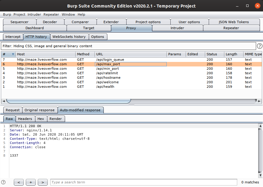 Proxying HTTP traffic through Burp Suite